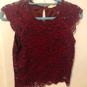 Elogie Lace Maroon/Burgundy Blouse